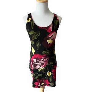 Black floral mini dress. Size S